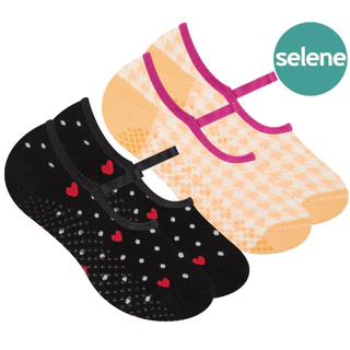 Kit 2X Pares Meia Sapatilha Antiderrapante Pilates Yoga - Selene