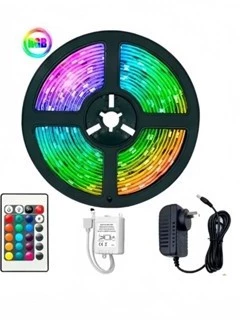 Fita Led Rgb 3528 Colorida 5m + Controle 300 Led Decoração Casa Loja Gesso Teto Sanca Vitrine