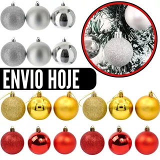 Kit 36,24,12 Bolinha Para Árvore de Natal Enfeite Natalino Árvore 5cm Decoração Estrela Pisca Pisca