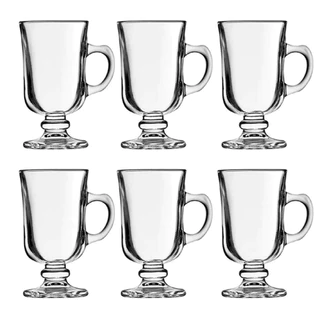 Jogo C/6 Canecas de Vidro Xícara 120ml Café Irish Coffee e Cappuccino