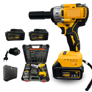 Chave De Impacto Parafusadeira Furadeira 02 Baterias 48v com Soquetes Maleta