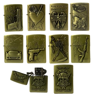 10 Isqueiros de Metal Vintage Luxo Recarregável Tipo Zippo Sortidos