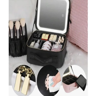 Maleta Maquiagem Com Espelho e Luz Led Usb Com Cabo Makeup Profissional