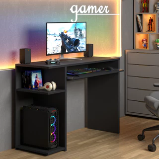 Mesa De Computador Gamer Com Suporte Para Teclado Com Borda Colorida