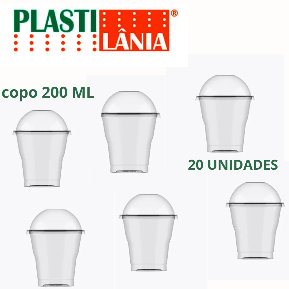 Copo 200ml Crystal Belo com Tampa Bolha c/20 UNI PLASTILÂNIA | Shopee ...