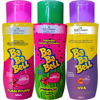 KIT 3 SABONETES LÍQUIDOS BABABELL MELANCIA/TUTTI FRUTTI/UVA BELL CORPUS COSMÉTICOS