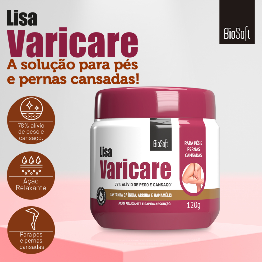 Creme Varicare Lisa para Varizes e Má Circulação 120g Biosoft | Shopee ...