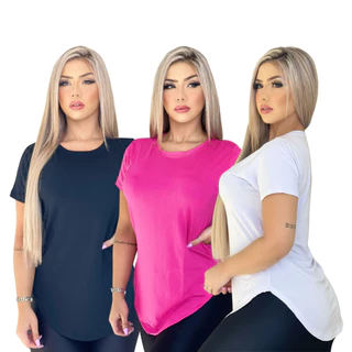 Kit 3 Blusinha Feminina Longline Academia Tapa Bumbum