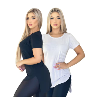 Kit 2 Blusinha Feminha Long Line Academia Tapa Bumbum
