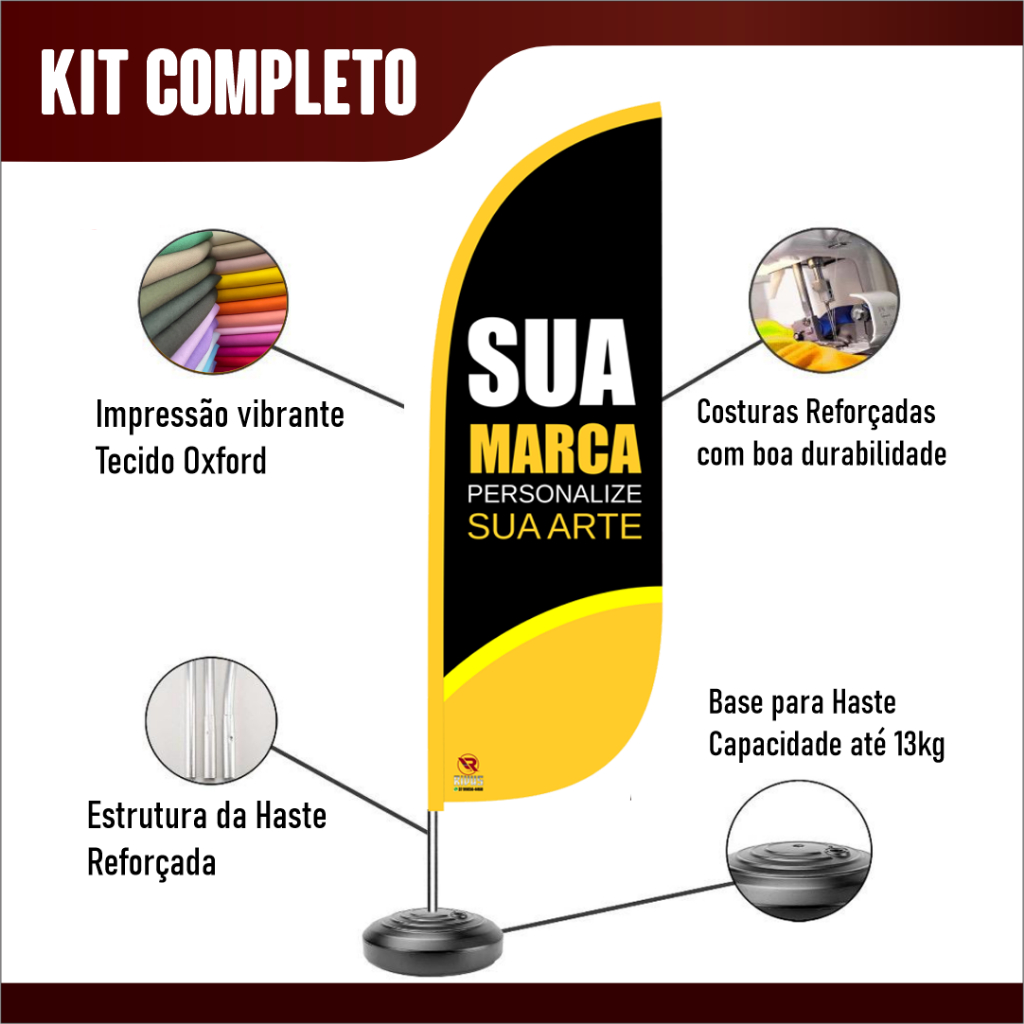 Banner PERSONALIZADO bandeira Wind Banner com KIT Completo - PROMOÇÃO ...