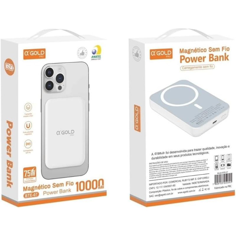 Carregador Portátil Indução para Iphone/Android MAGSAFE PEINING Sem Fio ...