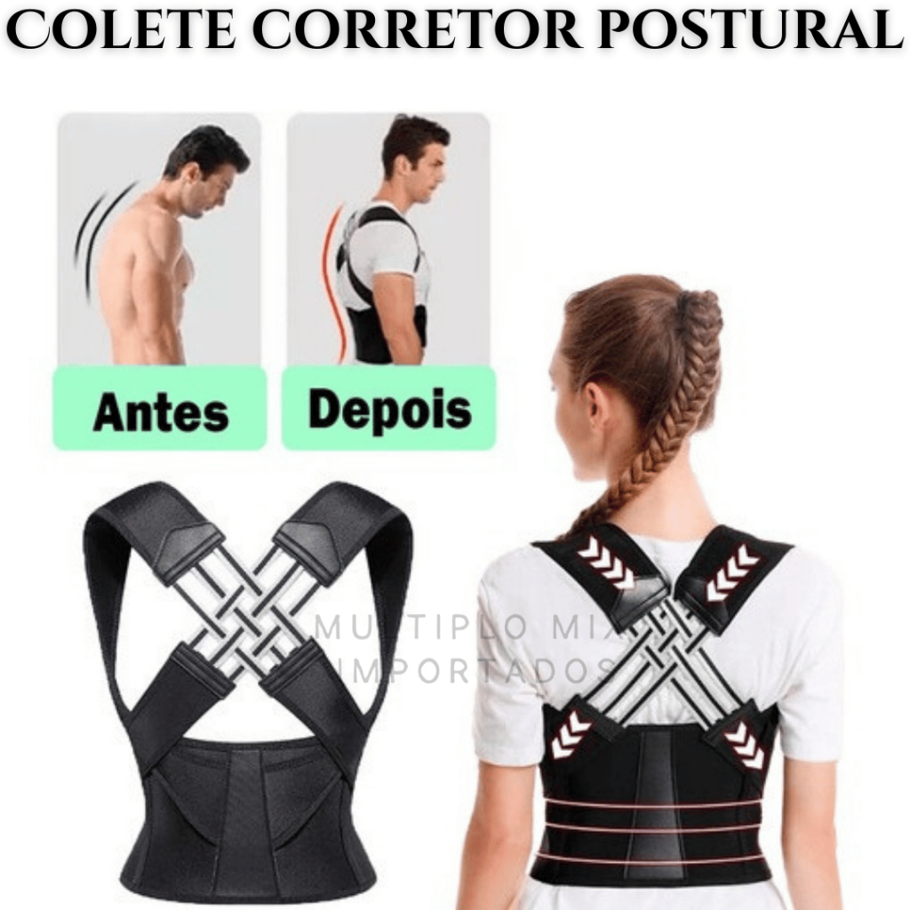 Corretor Postura Colete Cervical Cinta Alinha Coluna Unissex