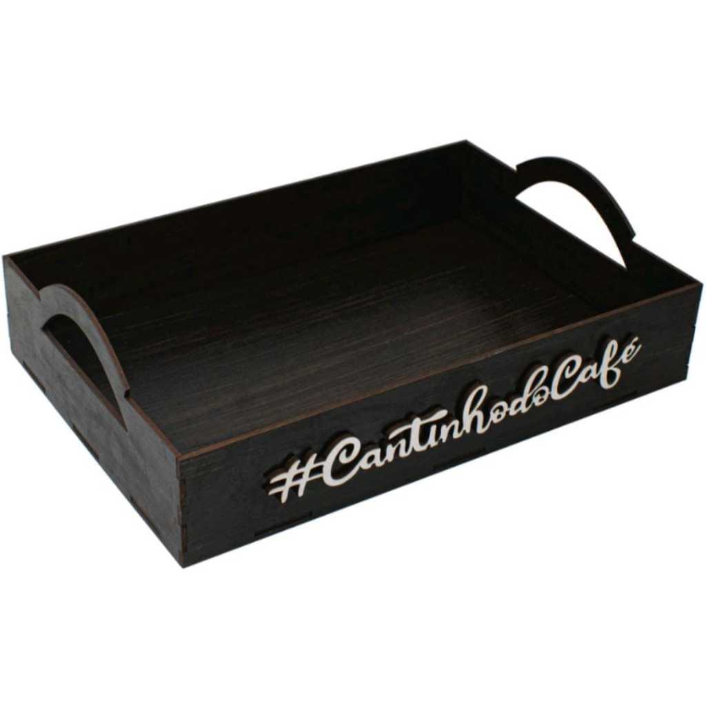 Bandeja Cantinho Do Café ideal para Decoração Cozinha Gormet Escrito Mdf Preto