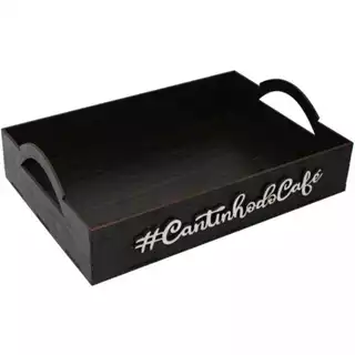 Bandeja Cantinho Do Café ideal para Decoração Cozinha Gormet Escrito Mdf Preto