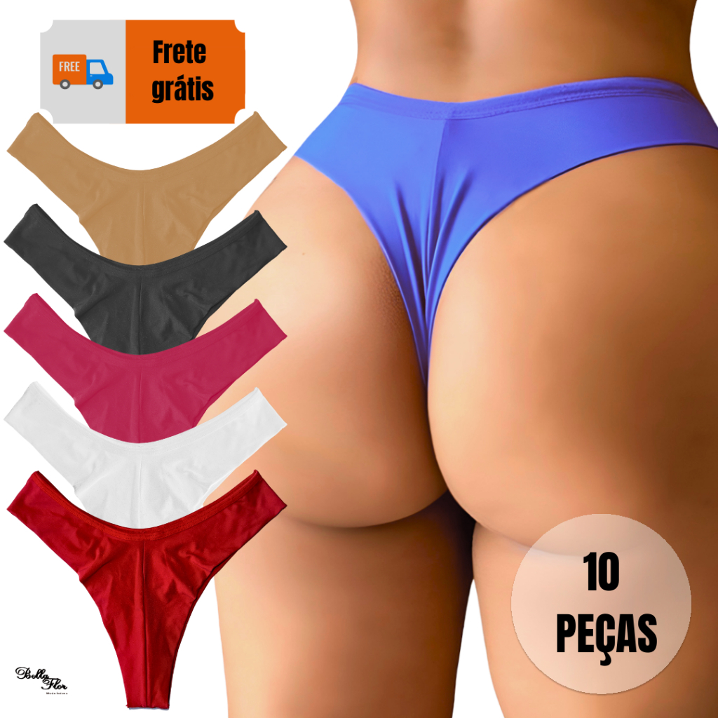 KIT 10 Calcinhas Fio Duplo Levanta Bumbum Confortável Forro em Algodão Sensual