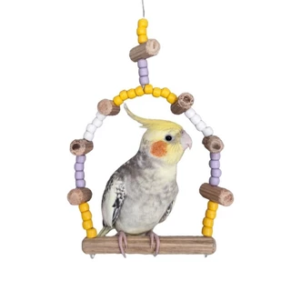 Balanço Calopsita Brinquedo Decorado Com Poleiro E Miçangas Para Calopsitas / Periquitos / Agapornis
