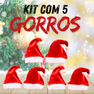 Kit 3/5 Touca de Natal Gorro Papai Noel Adulto Infantil Criança Chapéu Natalino Feltro Gorrinho