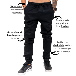 Calças Masculina Jogger Com Punho Elástico