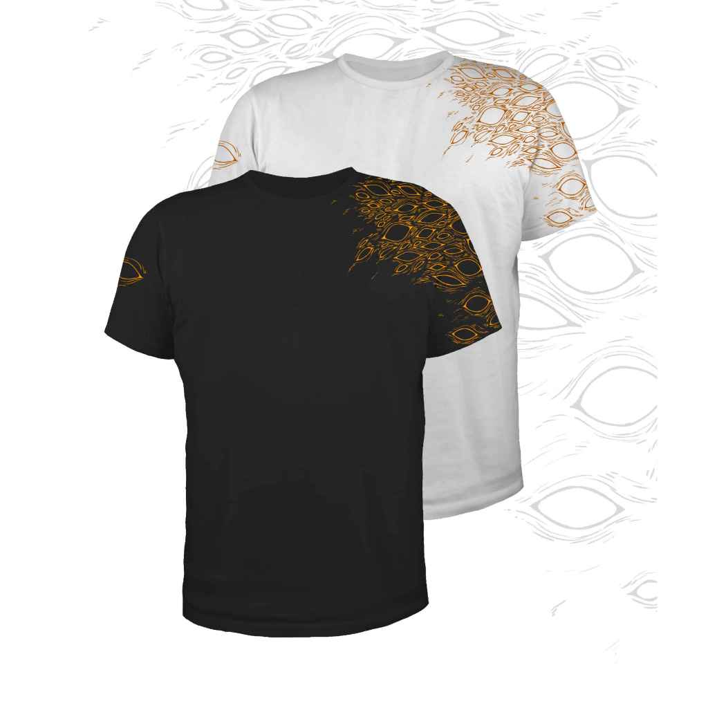 Camiseta "A Observação" Unissex Estampa Amarelo Tecido Preto e Branco