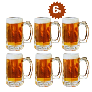 Caneca de Chopp Kit 6X Vidro 360ml Copo de Cerveja Canecas Luxo