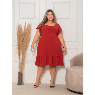 suellen moda Feminina Vestido Plus Size Midi Moderninha DUNA ref:PL01