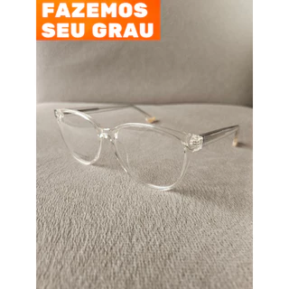 Armação para óculos transparente feminino grande arredondada gatinho modelo vk30012