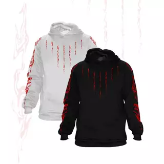 Moletom "Pinturas de Guerra" Unissex Estampa Vermelha Tecido Preto e Branco