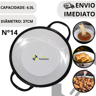 Tacho Esmaltado Nº14 para Fritura Pastel Batata Frita Salgado Peixe 4L