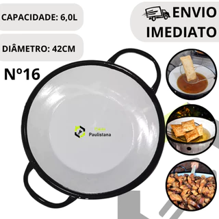 Tacho Esmaltado Nº16 para Fritura Pastel Batata Frita Salgado Peixe 6L