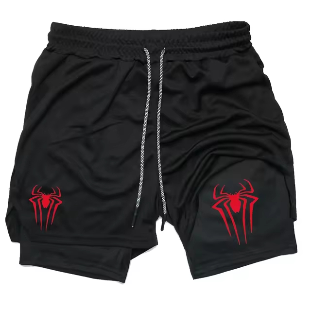 Short Compressão 2 em 1 Dryfit Aranha Spider Treino Academia Anime