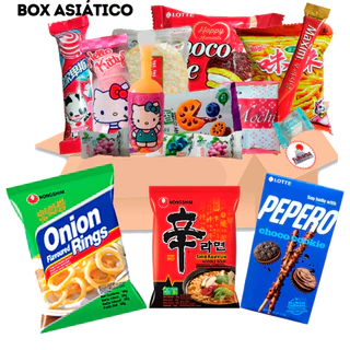 Asia Box 1Lamen Coreano Nongshim, Pepero,  Snacks e 20 doces asiáticos