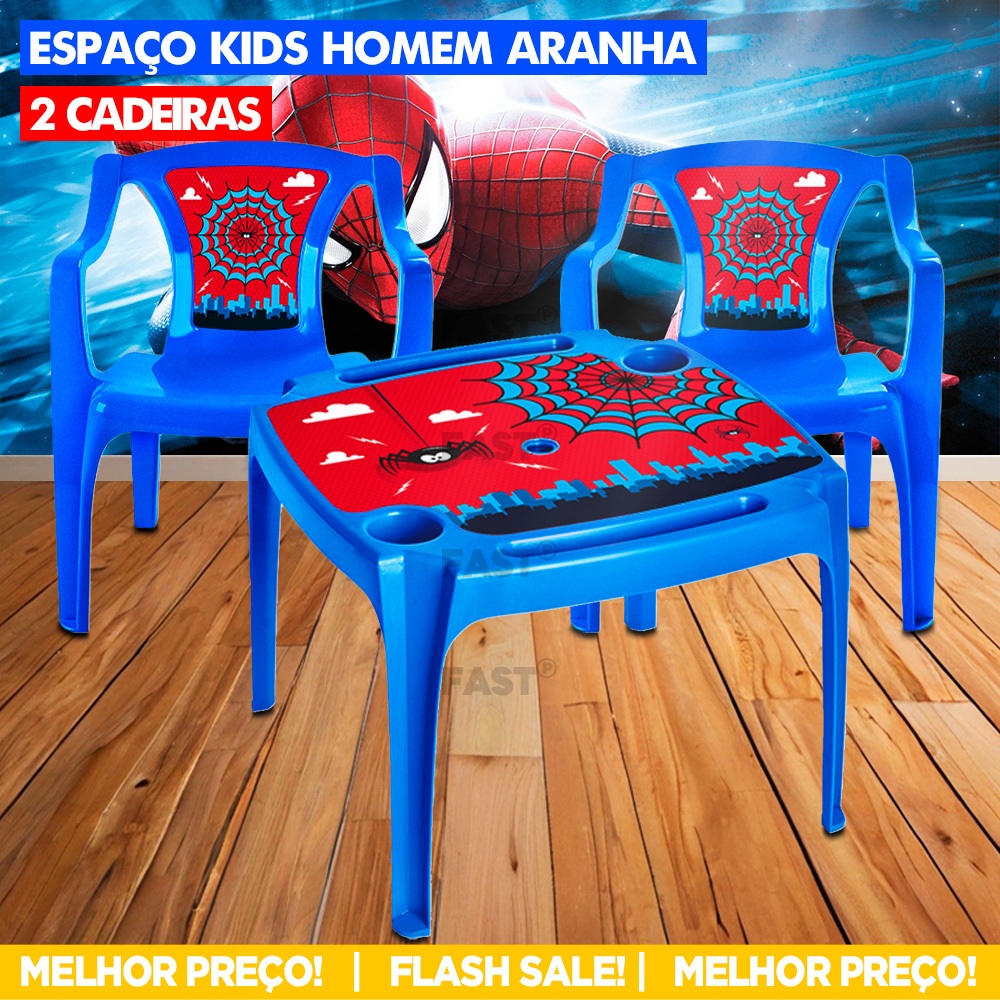 Kit Mesinha Infantil Com Mesa Com Porta Copos e 2 Cadeiras Resistente ...