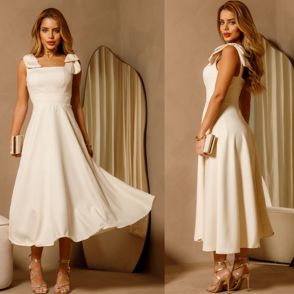 Vestido com 2 alças, vestido feminino de festa ELEGANTE, alfaiataria oxford.