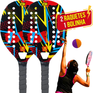 Kit 2 Raquete de Beach Tennis Praia Com Bolinha Original em Oferta na Shopee
