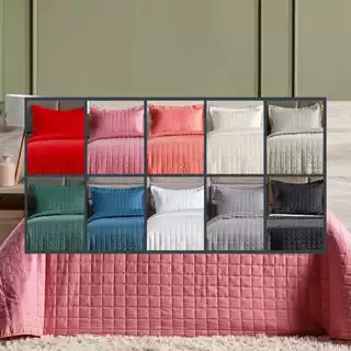 Cobre Leito Toque Aveludado com Porta Travesseiro Matelassê Percal 300 fios Basic - MAXDECOR