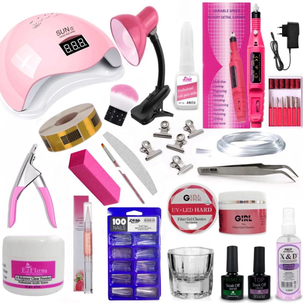 Kit de Unha em Gel Manicure Iniciante Profissional Completo Nail ...