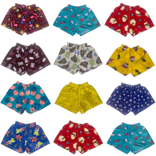 Kit 5 Shorts Infantil Feminino Tactel Estampado Menina 2 à 8 Anos