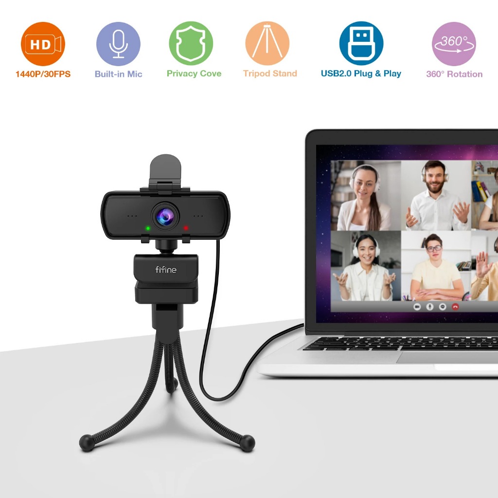 Webcam Full HD 1440P WB Amplo Ângulo 130° Fifine k420