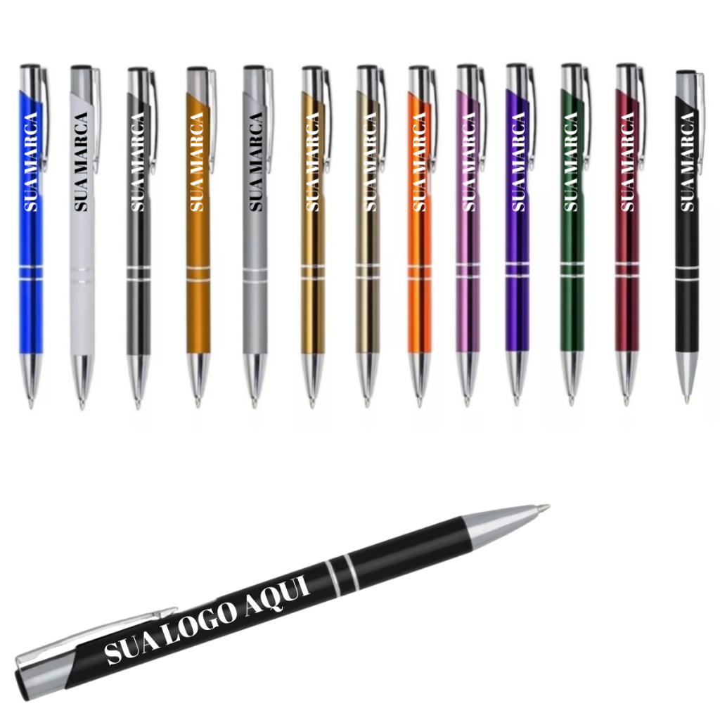 Kit 10 Caneta Metal Personalizada com Seu Nome a Laser