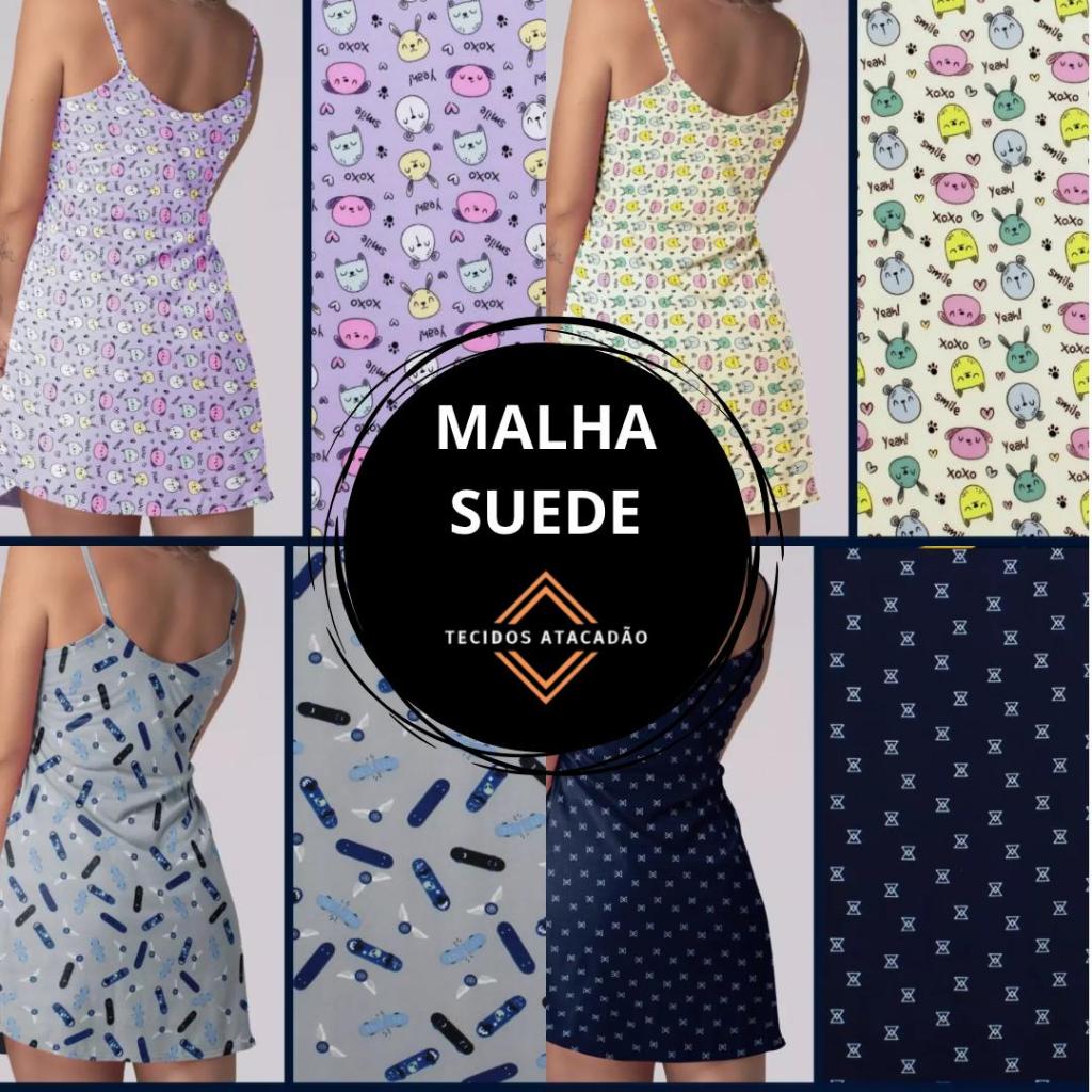4 Metros Tecido - Malha Suede Estampada Pijama - 4mts Comp. x 1,50Mts ...