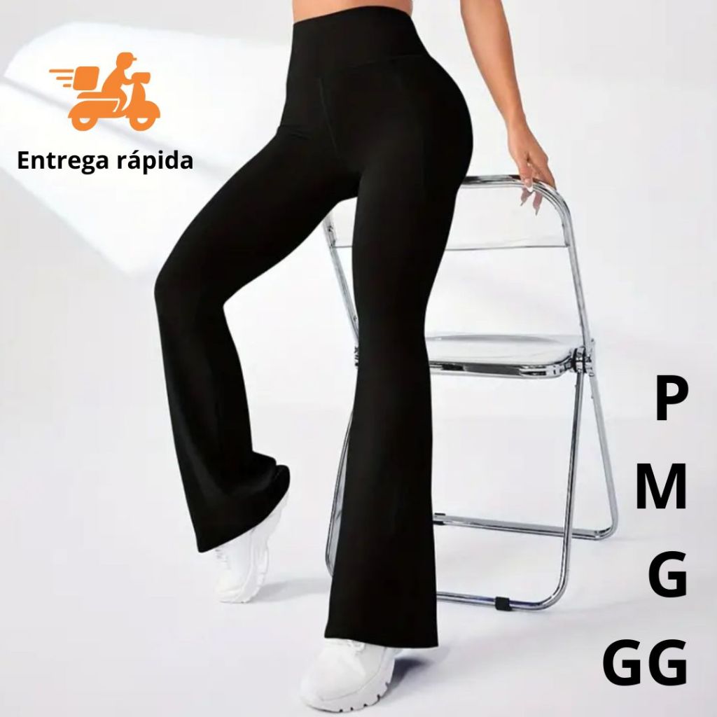 Calça Feminina Bailarina Flare Legguing Cintura Alta