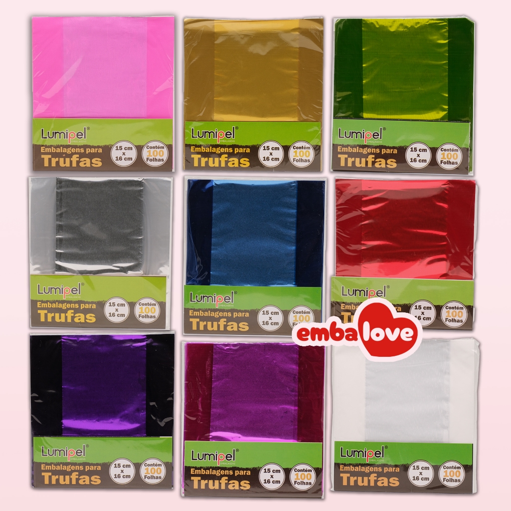 100 Embalagem para Trufa e Bombom | 15x16cm | Lisos
