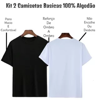 Kit 2 Camisetas Masculina Casual Lisa Basica Slim Algodão