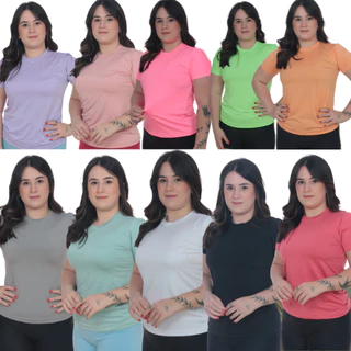 Camiseta Feminina P M G GG com Proteção Solar todas as cores Manga Curta pra Academia Treinos Dry Fit e Proteção UV Treino Esportes Fitness Respirável Promoção com Pronta Entrega