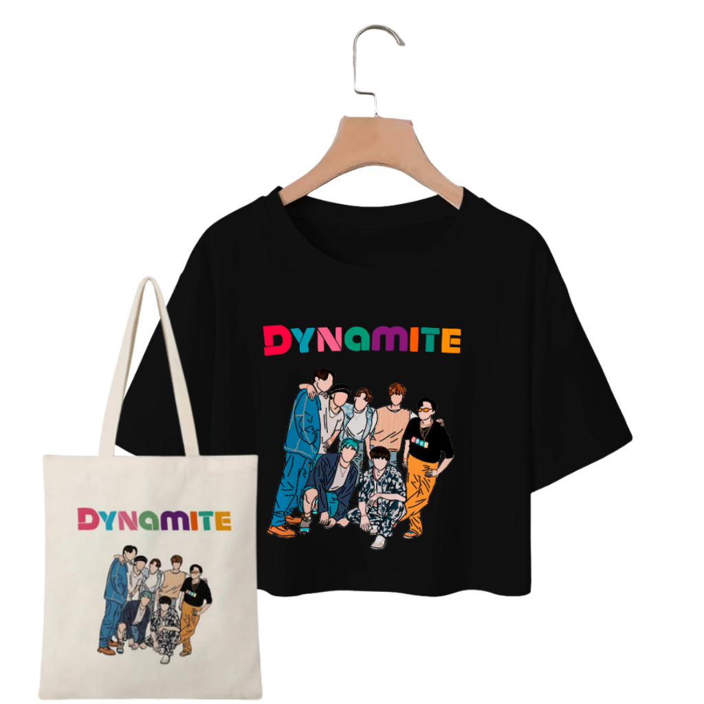 Kit Cropped Oversized Com Bolsa Ecobag Grupo Sul Coreano BTS