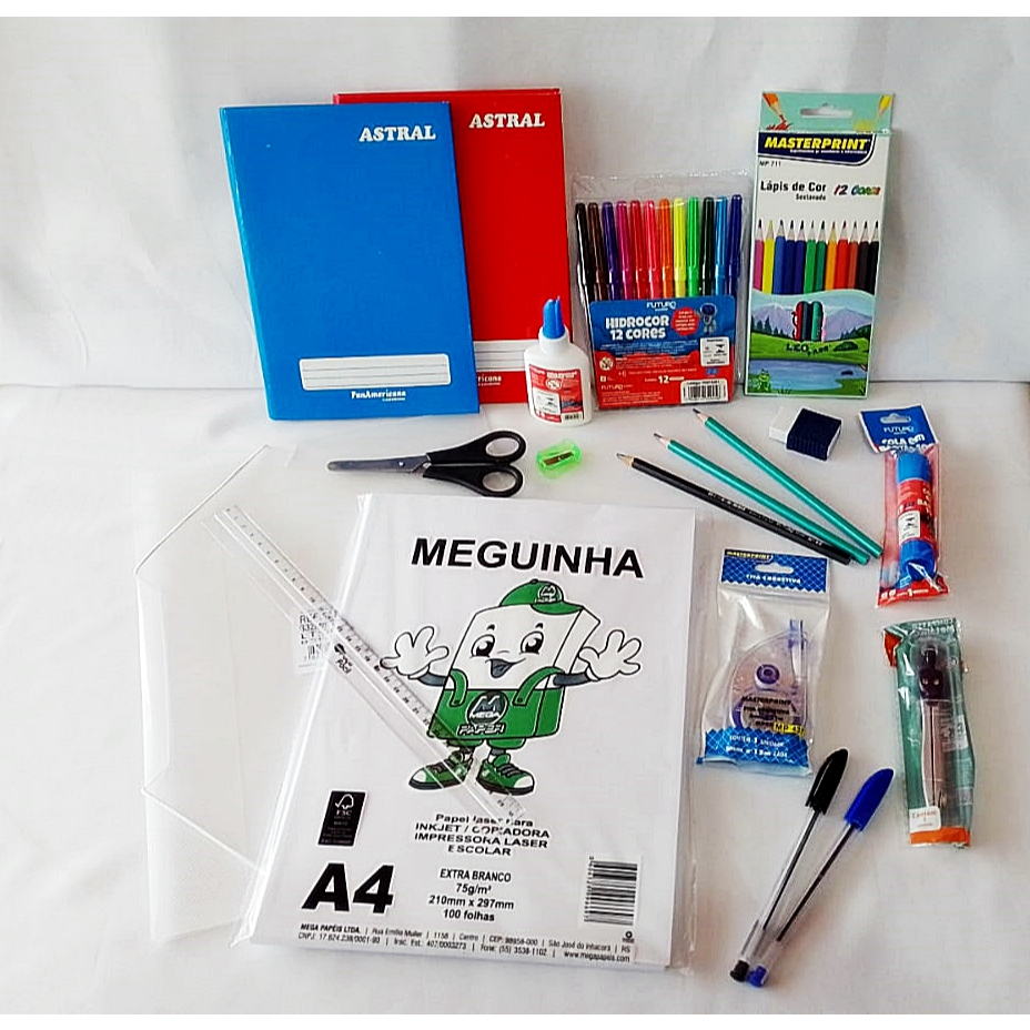 Kit Material Escolar Médio 18 itens | Shopee Brasil