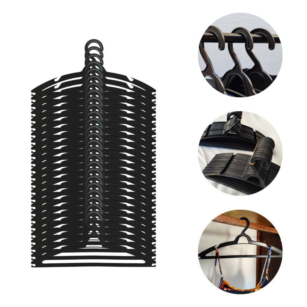 Kit 50 Cabide Preto Adulto Roupas Calças Camisetas Reforçado | Shopee ...