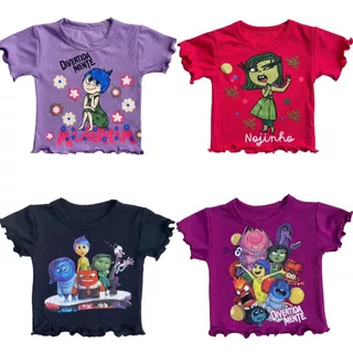 Cropped Canelado Divertidamente Manga Curta/ Blusinha infantil e juvenil/ Blusa Ribana Infantil/ Camiseta Juvenil