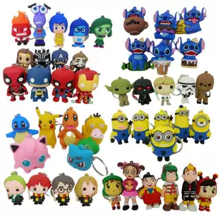 PROMOÇÃO KIT CHAVEIRO PINGENTE PERSONAGENS SUPER MARIO, MINIONS, STITH, CHAVES, DIVERTIDAMENTE, HARRY POTTER, HEROIS MARVEL, POKEMON, STAR WARS CHAVEIRO COLORIDO E EMBORRACHADO PRESENTE MENINO E MENINA OTIMO PARA MOCHILA CHAVE CASA E CARRO