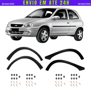 Kit 4 Moldura Para-lama + Parafuso + Porcas Corsa Wind 2 portas Super 4 portas 94 95 96 97 98 99 2000 2001 2002